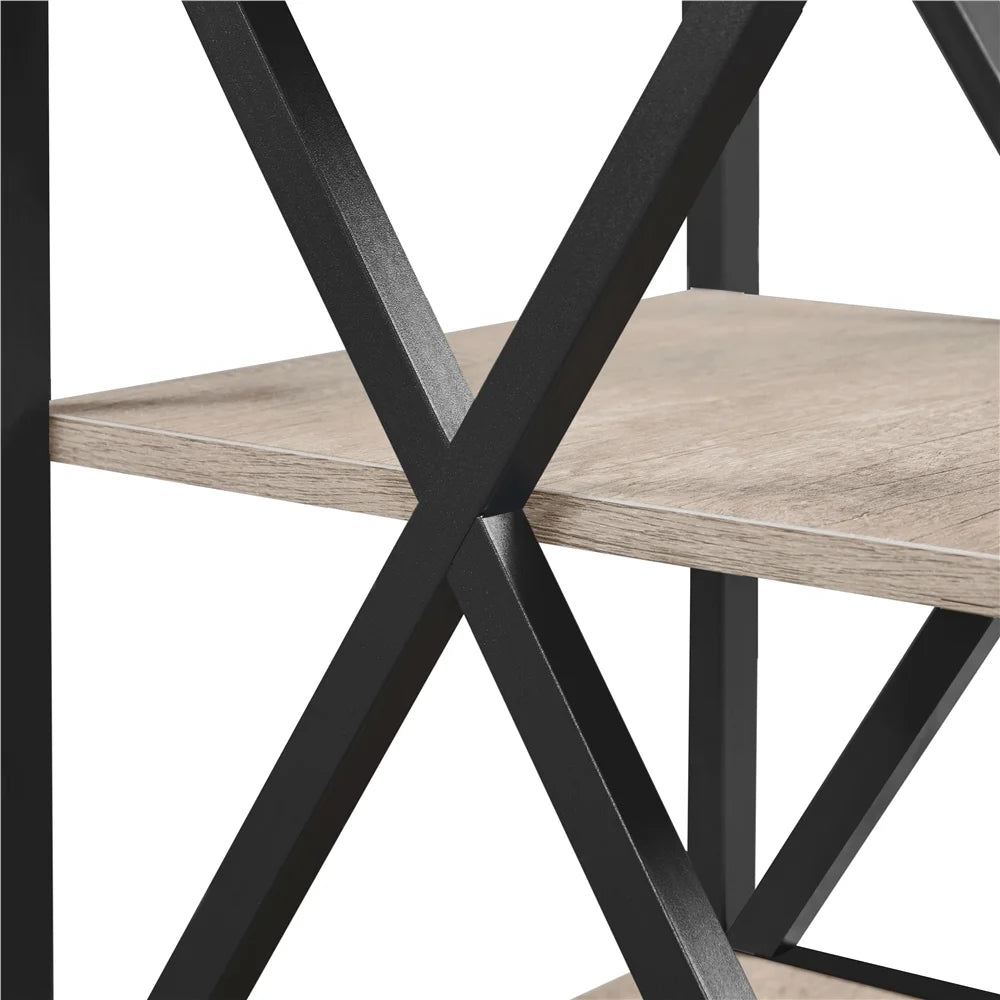 Three-Tier X-Frame Side Table in Gray for Living Room