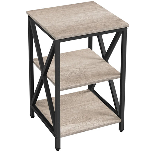 Three-Tier X-Frame Side Table in Gray for Living Room